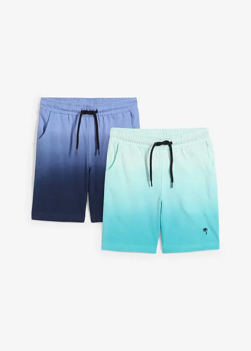 Sweat-Bermuda aus reiner Baumwolle (2er Pack) in blau von vorne - bonprix