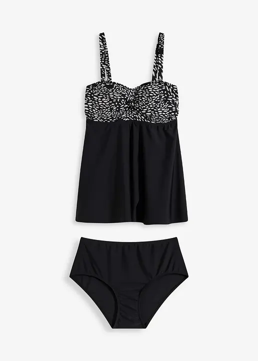 Long Tankini (2-tlg.Set) in schwarz von vorne - bonprix