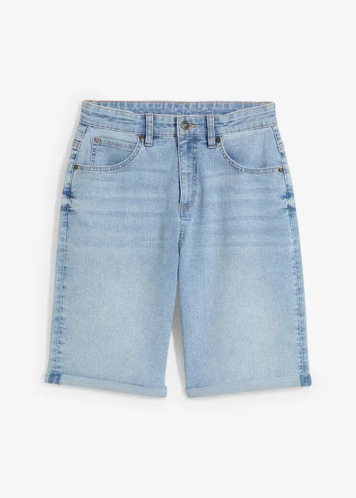 Stretch-Jeans-Shorts, Loose Fit in blau von vorne - bonprix