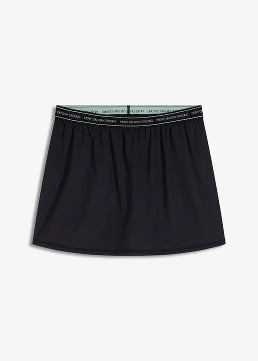 Ultra-leichter Sport-Rock mit integrierter Shorts in schwarz von vorne - bonprix