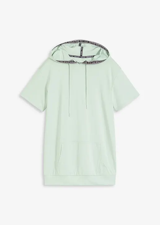 Oversized Sport-Shirt mit Kapuze, schnelltrocknend in grün von vorne - bonprix