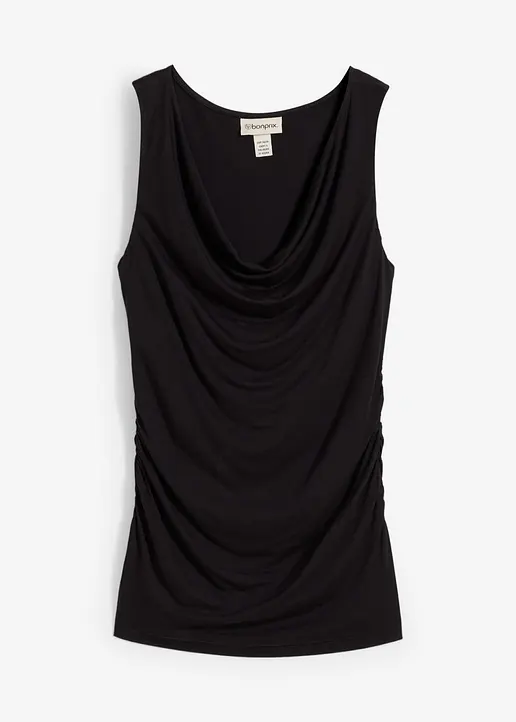 Top aus softem Viskose-Mix in schwarz von vorne - bonprix