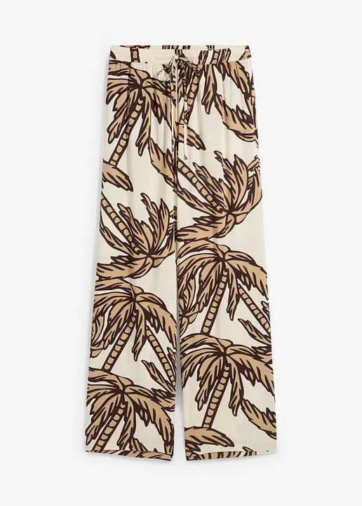 Marlenehose aus fließender Viskose in beige von vorne - bonprix