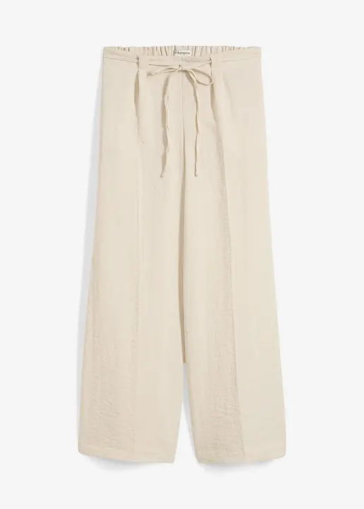 Culotte aus fließendem Viskose-Mix in beige von vorne - bonprix