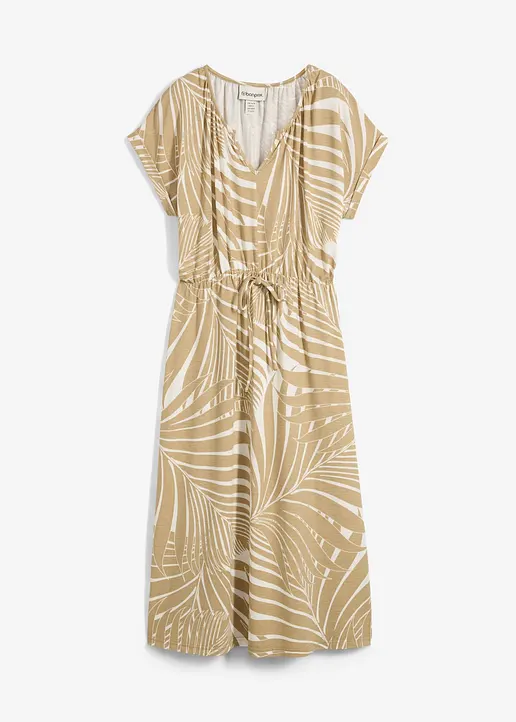 Jerseykleid aus fließendem Viskose-Mix in weiß von vorne - bonprix