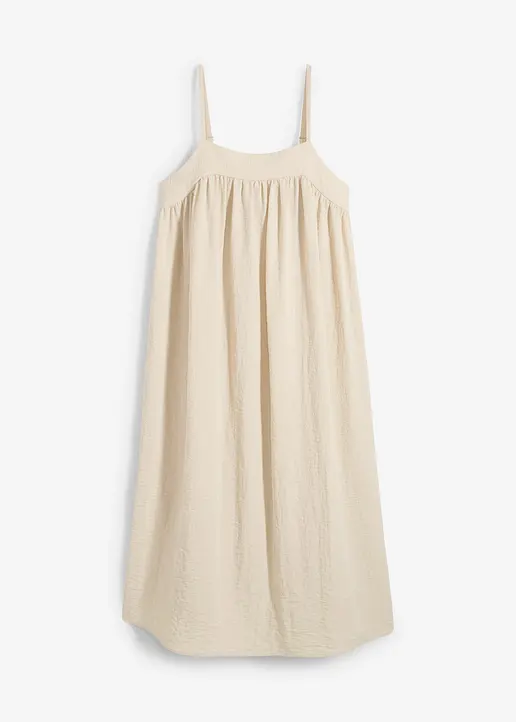 Trägerkleid aus softem Viskose-Mix in beige von vorne - bonprix