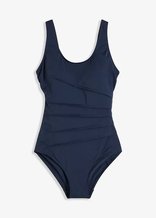 Light Shape-Badeanzug mit Zierfalten in blau von vorne - bonprix