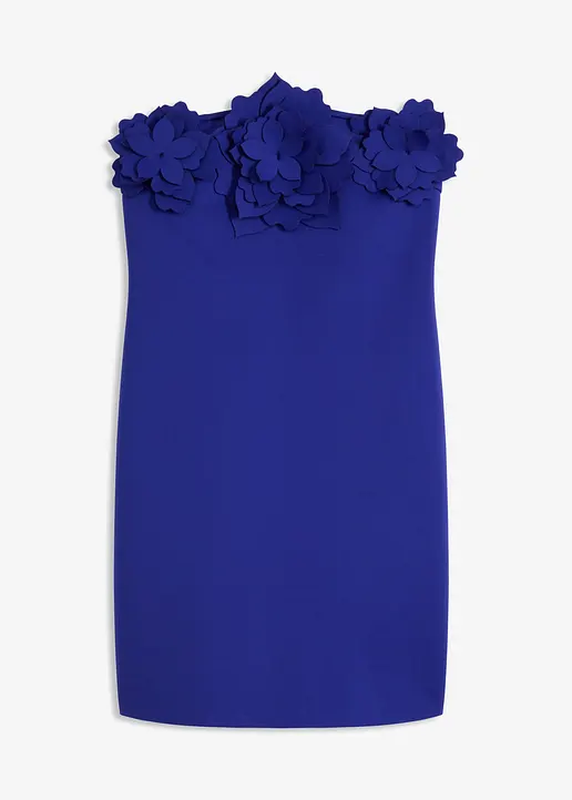 Bandeau-Kleid aus fester Scuba-Qualität in blau von vorne - bonprix