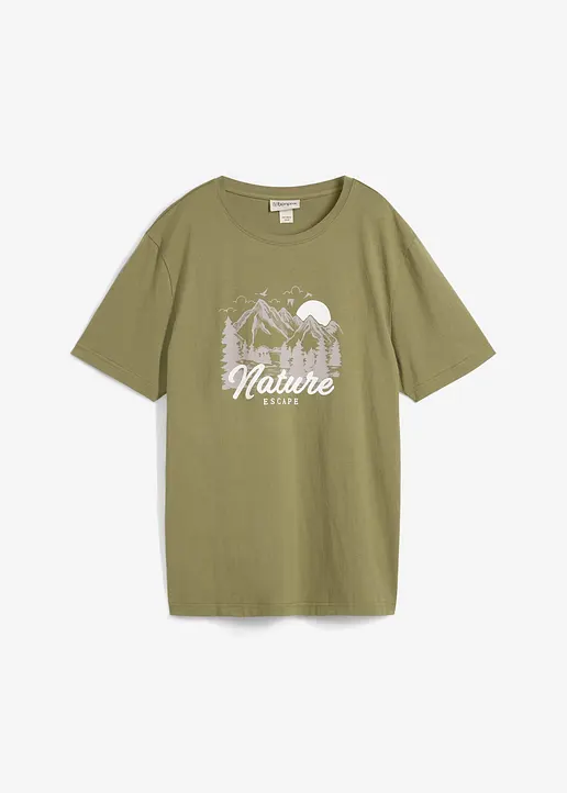 T-Shirt aus reiner Bio-Baumwolle in grün von vorne - bonprix