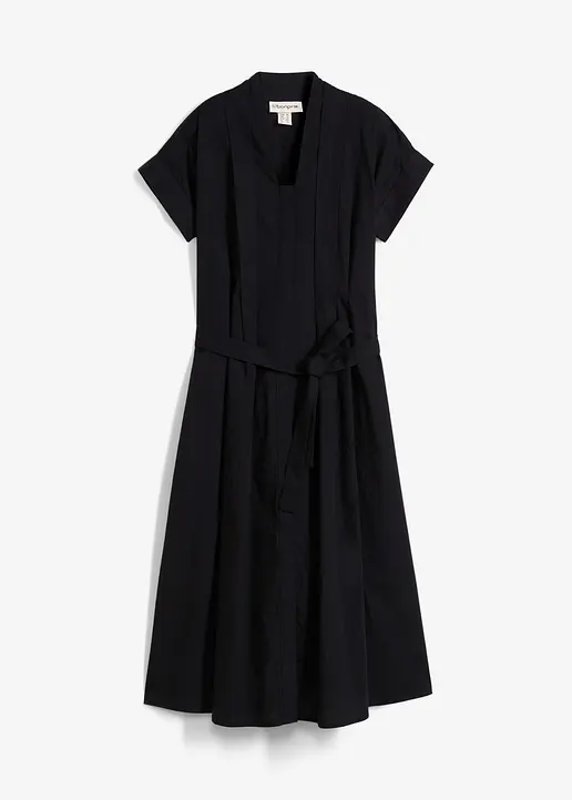 Ausgestelltes Kaftan-Kleid in schwarz von vorne - bonprix