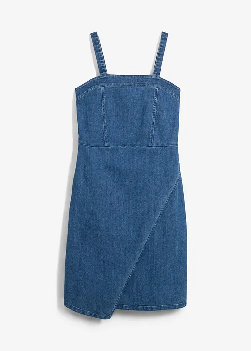 Jeanskleid in Wickeloptik in blau von vorne - bonprix