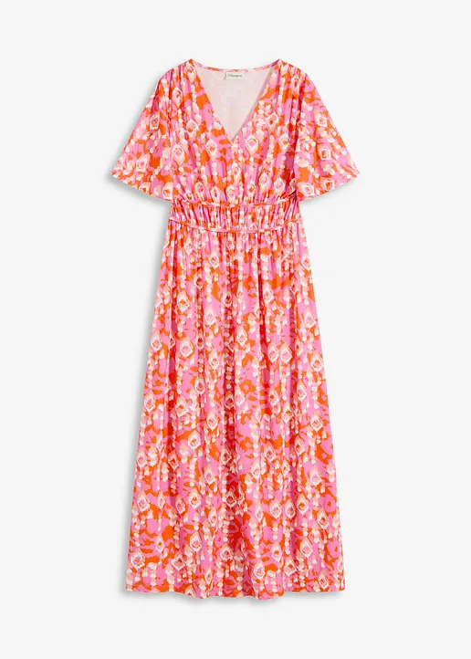 bedrucktes Maxikleid in pink von vorne - bonprix
