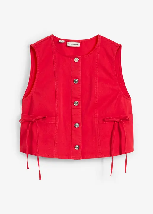 Twill-Weste aus elastischem Bio-Baumwoll-Mix in rot von vorne - bonprix