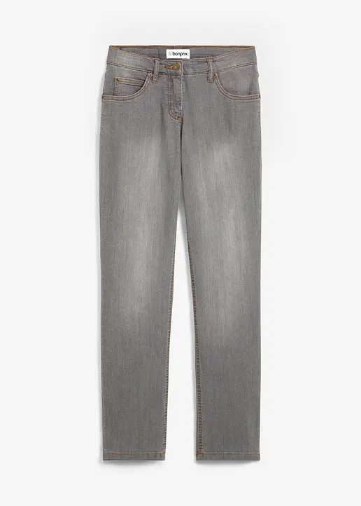 Straight Jeans Mid Waist, Stretch in grau von vorne - bonprix
