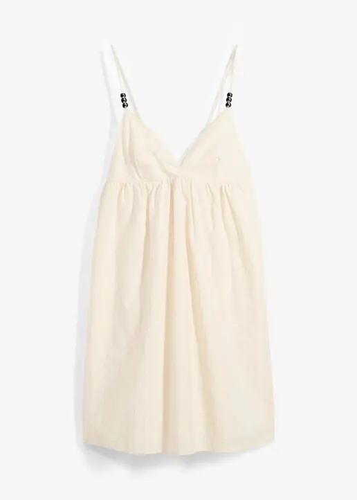 Minikleid aus reiner Baumwolle in beige von vorne - bonprix