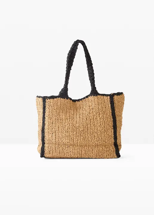 Strohshopper in beige von vorne - bonprix