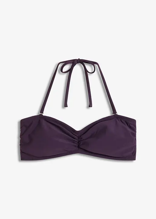Bandeau-Bikinioberteil mit abnehmbaren Trägern in lila von vorne - bonprix