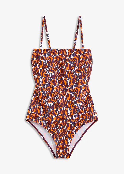Bandeau-Badeanzug mit Multiway-Trägern in lila von vorne - bonprix