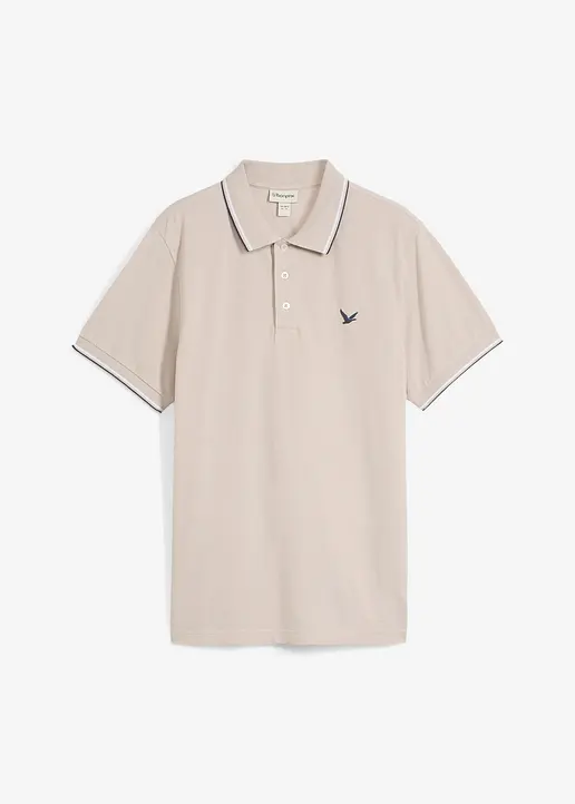 Piqué-Poloshirt aus reiner Bio-Baumwolle in grau von vorne - bonprix