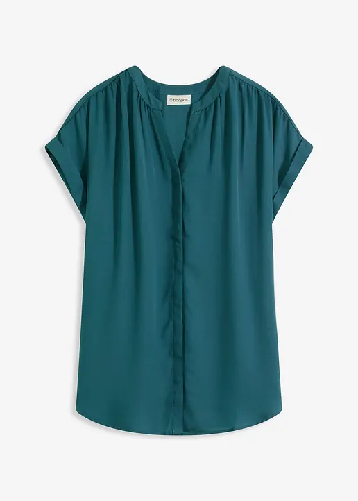 Tunikabluse Georgette in petrol von vorne - bonprix