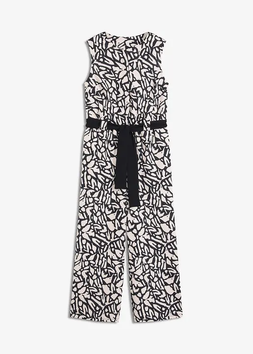 bedruckter Jumpsuit in schwarz von vorne - bonprix