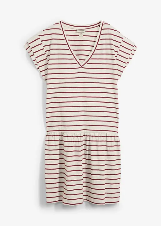 Shirtkleid aus reiner Baumwolle in beige von vorne - bonprix