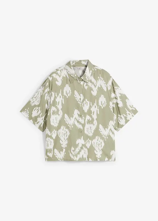 Viskose-Bluse mit Ethnodruck in grün von vorne - bonprix