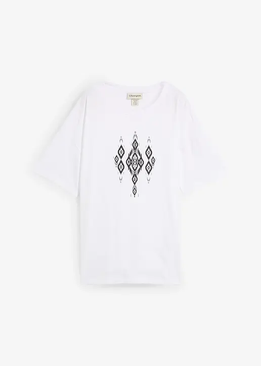 T-Shirt mit Druck in weiß von vorne - bonprix