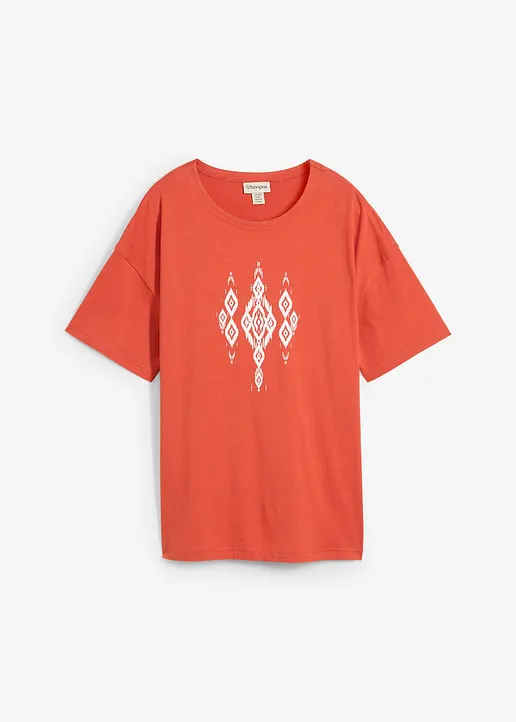 T-Shirt mit Druck in rot von vorne - bonprix