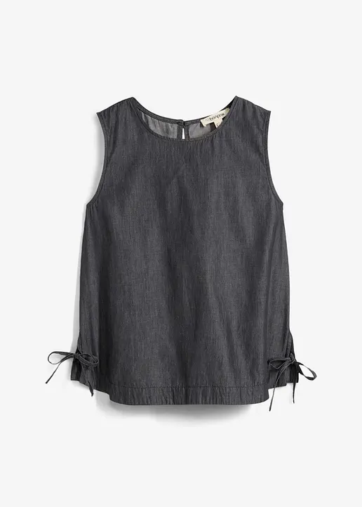 Jeans-Blusentop aus Bio-Baumwolle in schwarz von vorne - bonprix