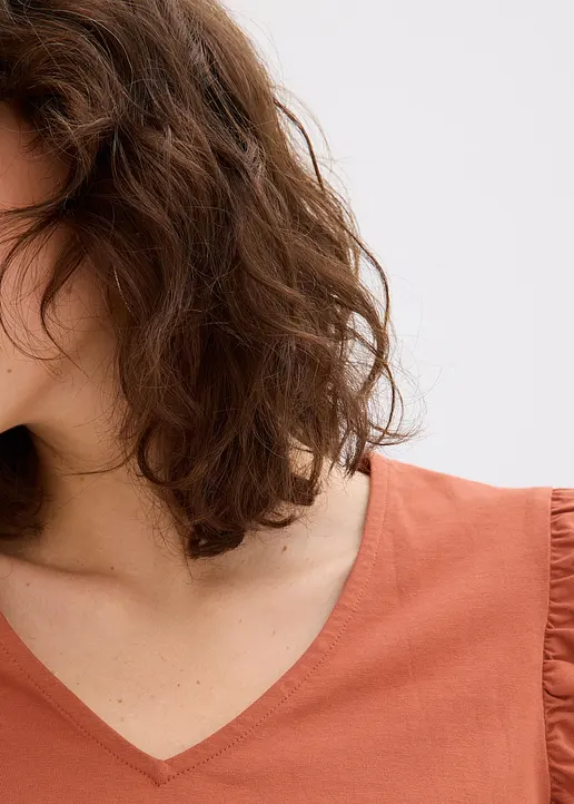 Shirt mit Puffärmeln in braun (Detailaufnahme) - bonprix