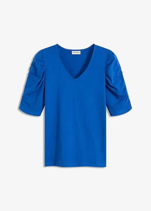 Shirt mit Puffärmeln in blau von vorne - bonprix