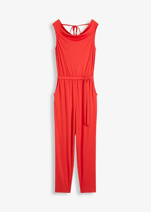 Jersey-Jumpsuit in rot von vorne - bonprix