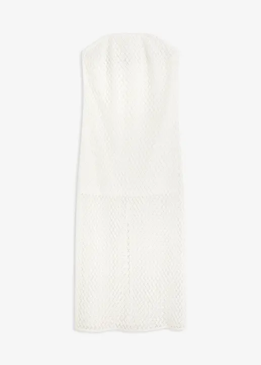 Off-Shoulder-Kleid mit Spitze in weiß von vorne - bonprix