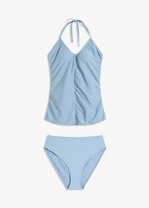 Neckholder-Tankini (2-tlg.Set) mit Raffung in lila von vorne - bonprix