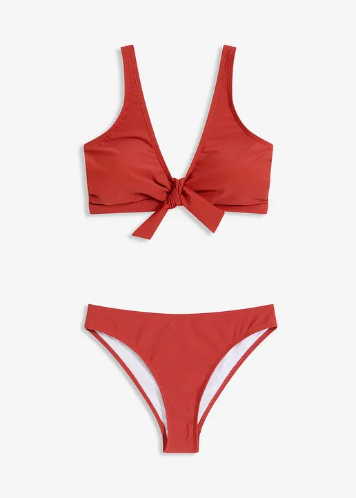 Bustier-Bikini (2-tlg.Set) mit Bindeband in braun von vorne - bonprix