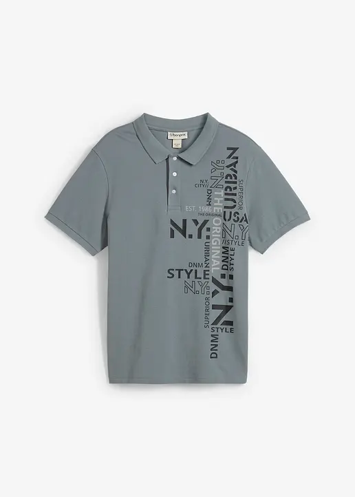 Piqué-Poloshirt aus reiner Baumwolle Slim Fit, Kurzarm in grau von vorne - bonprix
