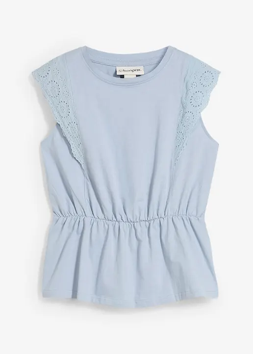 Shirt aus reiner Baumwolle in grau von vorne - bonprix