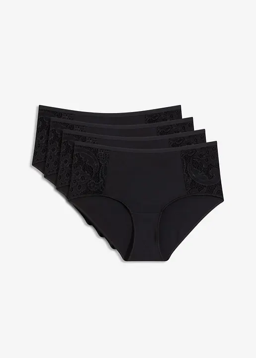 Maxipanty (4er Pack) aus softem Modal in schwarz von vorne - bonprix