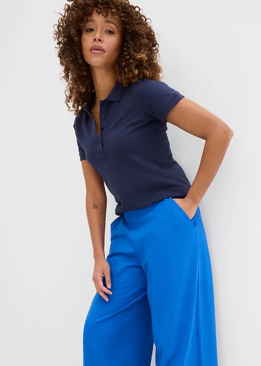 7/8-Hose aus Bio-Baumwolle mit Stretch in blau im Look (Totalaufnahme) - bonprix