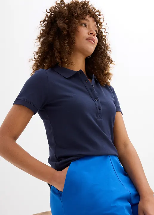 7/8-Hose aus Bio-Baumwolle mit Stretch in blau (Detailaufnahme) - bonprix