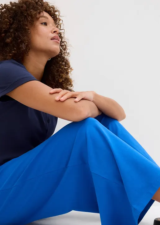 7/8-Hose aus Bio-Baumwolle mit Stretch in blau (Detailaufnahme) - bonprix