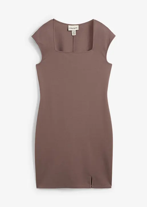 Minikleid mit Schlitz in braun von vorne - bonprix