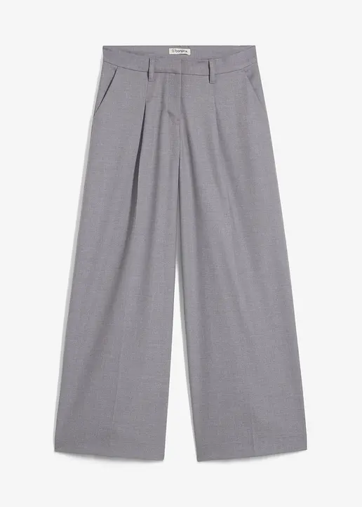 Bundfaltenhose in grau von vorne - bonprix