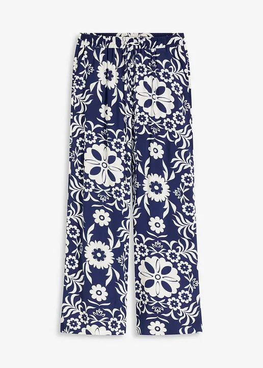 Marlenehose aus fließender Viskose in blau von vorne - bonprix
