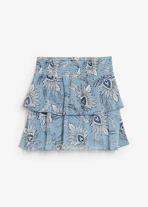 Stufenrock aus strukturiertem Chiffon in weiß von vorne - bonprix
