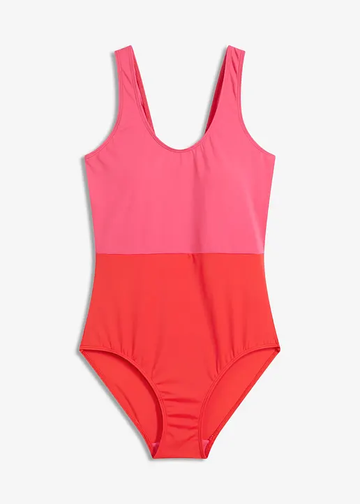Badeanzug in pink von vorne - bonprix