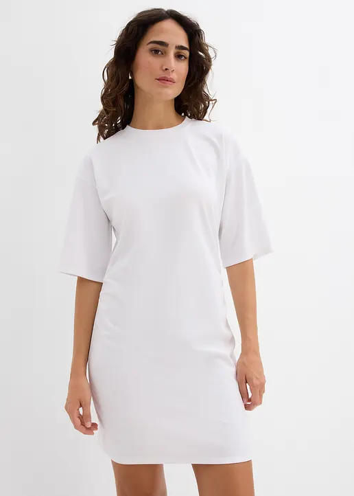 Weites T-Shirt Kleid in weiß von vorne (Totalaufnahme) - bonprix
