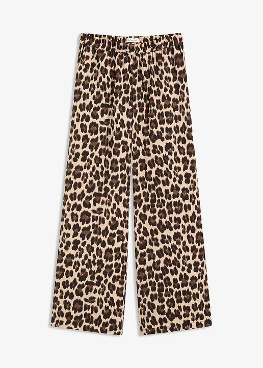 Palazzo-Hose aus fließendem Satin in braun von vorne - bonprix