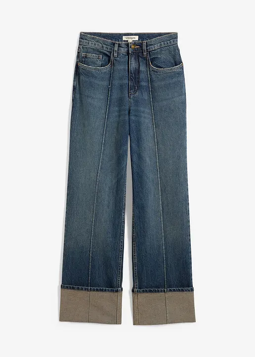 Straight-Jeans High Waist in blau von vorne - bonprix